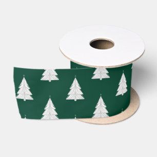 Minimalistischer Line-Art Weihnachtsbaum mit geome Satinband
