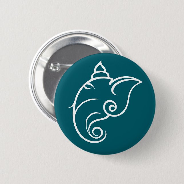 Minimalistischer Lord Ganesha Line Art Symbol Button (Vorne & Hinten)
