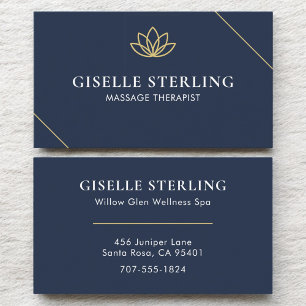 Minimalistischer Lotus-Therapeut für Blaumassage Visitenkarte