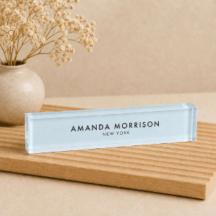 Minimalistischer Luxus Blau Namensplakette