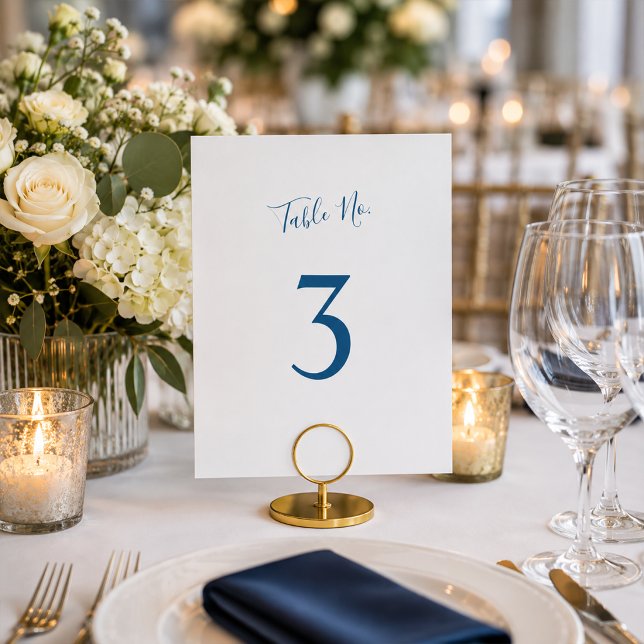 Minimalistischer Luxus Blaue Hochzeit Tischnummer (Von Creator hochgeladen)