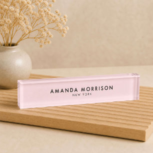 Minimalistischer Luxus Rosa Namensplakette