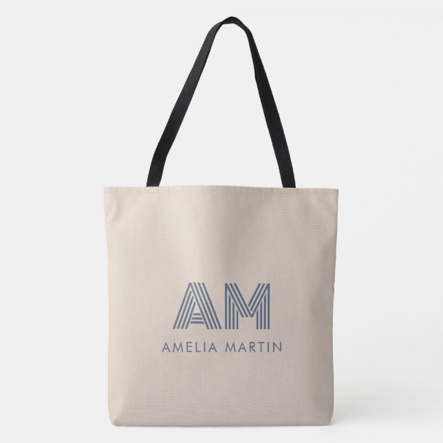 Minimalistischer Luxus Sand-Beige Monogramm (Vorderseite)