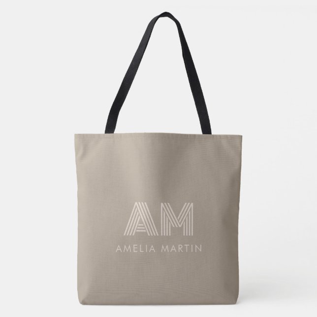 Minimalistischer Luxus Warm Taupe Monogramm (Vorderseite)