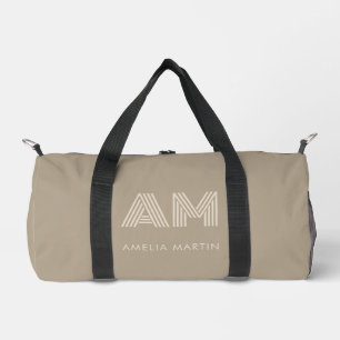 Minimalistischer Luxus Warmes Taupe Monogramm Duffle Bag