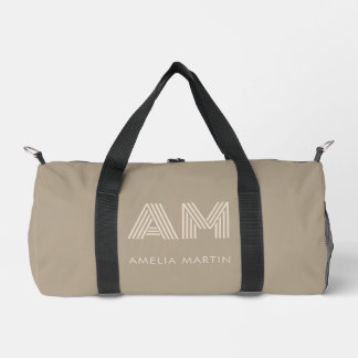 Minimalistischer Luxus Warmes Taupe Monogramm Duffle Bag