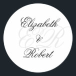 Minimalistischer Luxusname Monogram Wedding Sticke Runder Aufkleber<br><div class="desc">Minimalistischer Luxusname Monogram Wedding Stickers</div>