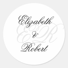 Minimalistischer Luxusname Monogram Wedding Sticke Runder Aufkleber