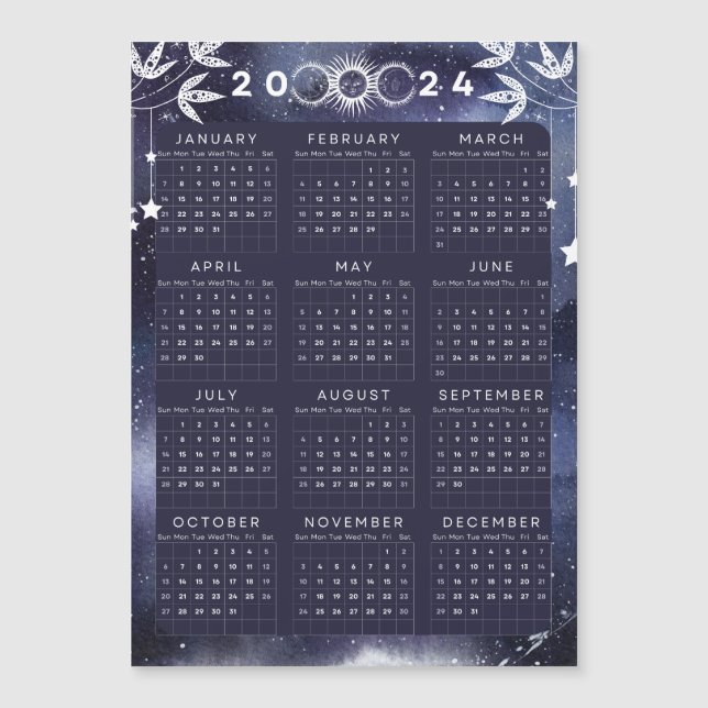 Minimalistischer Magnetkalender 2024 Magnetkarte (Vorderseite)