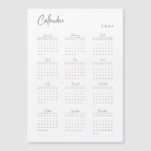 Minimalistischer Magnetkalender 2024 Magnetkarte