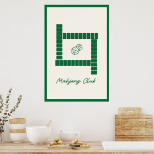 Minimalistischer Mahjong-Club-Wandkunst Poster
