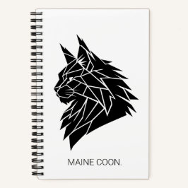 Minimalistischer Maine-Coon-Geometrie-Hardcover-Jo Notizbuch