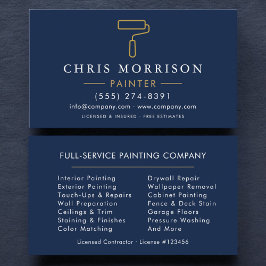 Minimalistischer Maler Navy Blau Gold Modern Visitenkarte