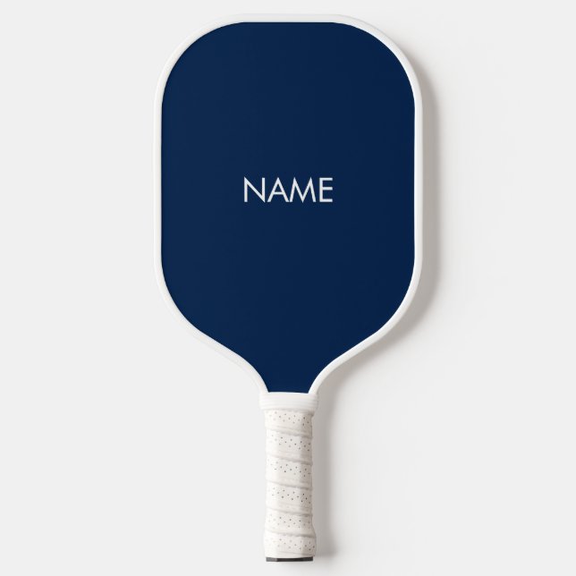 Minimalistischer marineblauer individuelle Name Pickleball Schläger (Vorderseite)