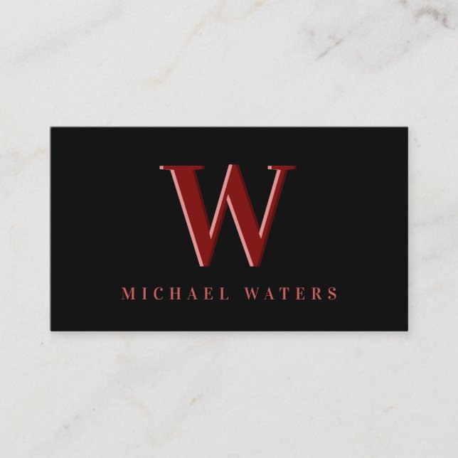 Minimalistischer Maroon Monogram Logo Embossed Eff Visitenkarte (Vorderseite)