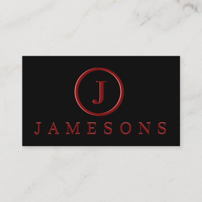 Minimalistischer Maroon Monogram Logo Embossed Eff Visitenkarte (Vorderseite)