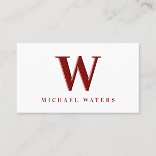 Minimalistischer Maroon Monogram Logo Embossed Eff Visitenkarte