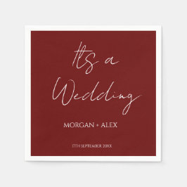 Minimalistischer Maroon Wedding Cocktail Serviette