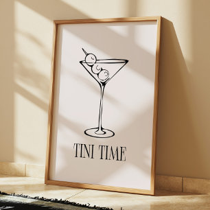 Minimalistischer Martini "Tini Time" Cocktail Küch Poster
