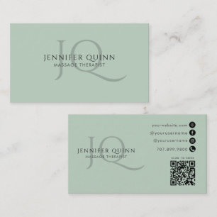 Minimalistischer Massagetherapeut Monogramm QR-Cod Visitenkarte