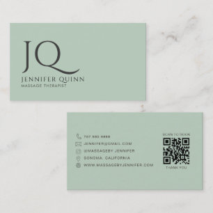 Minimalistischer Massagetherapeut Monogramm QR-Cod Visitenkarte