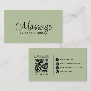Minimalistischer Massagetherapeut Salbeigrün Visitenkarte