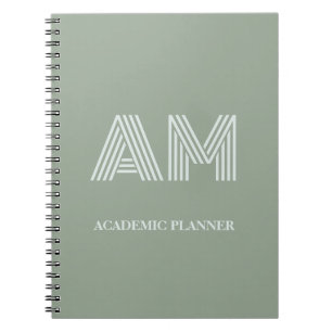 Minimalistischer Matcha-Salbei-Grün-Monogramm Notizblock