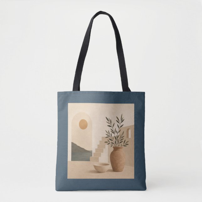 Minimalistischer mediterraner Tote Bag (Vorderseite)