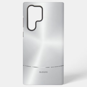 Minimalistischer metallischer silberner Hintergrun Samsung Galaxy Hülle
