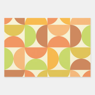 Minimalistischer Mid-Century-Halbkreismuster Geschenkpapier Set