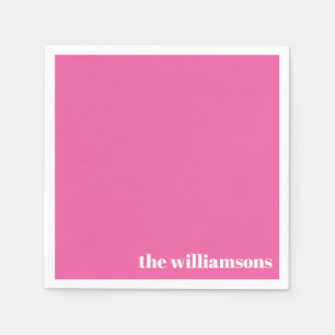 Minimalistischer Mit Monogramm Name Retro Hot Pink Serviette