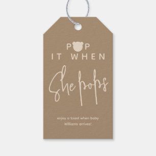Minimalistischer, moderner Bär Baby Dusche Pop es Geschenkanhänger