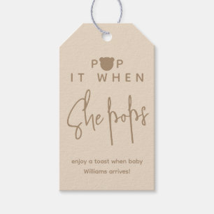 Minimalistischer, moderner Bär Baby Dusche Pop es Geschenkanhänger