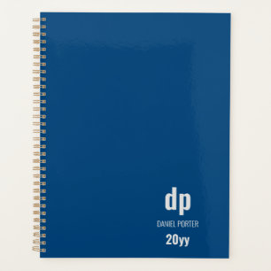 Minimalistischer moderner blauer monogrammierter P Planer