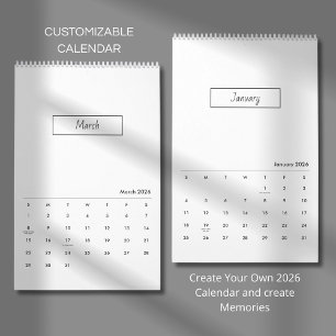 Minimalistischer moderner eleganter Kalender 2026