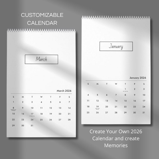 Minimalistischer moderner eleganter Kalender 2026 (Von Creator hochgeladen)