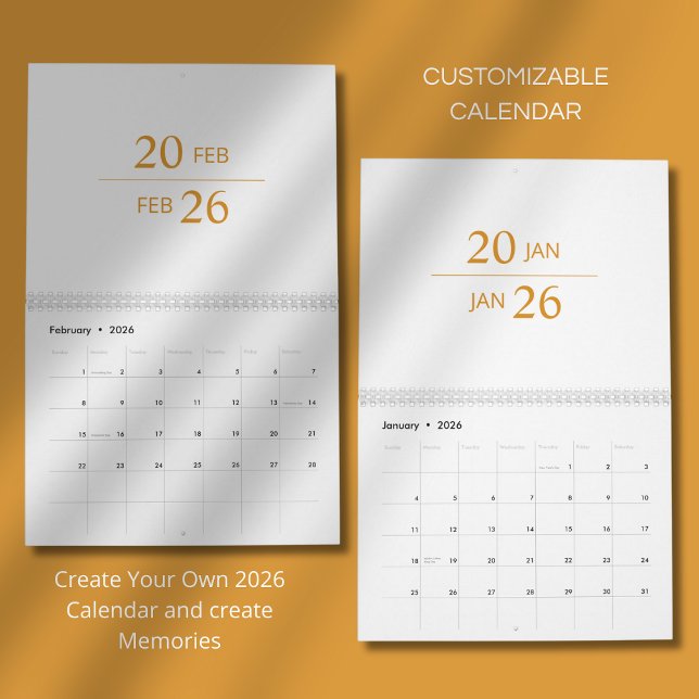 Minimalistischer moderner eleganter Kalender 2026 (Von Creator hochgeladen)