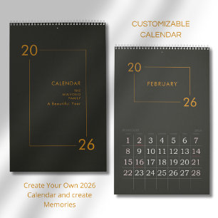 Minimalistischer moderner eleganter Kalender 2026