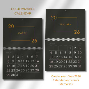 Minimalistischer moderner eleganter Kalender 2026