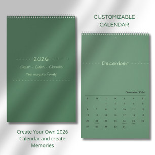 Minimalistischer moderner eleganter Kalender 2026