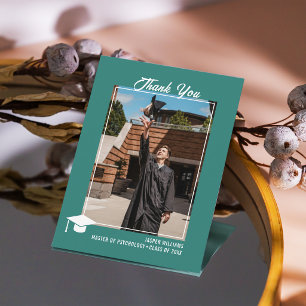 Minimalistischer moderner eleganter Teal PhotoPop- Dankeskarte
