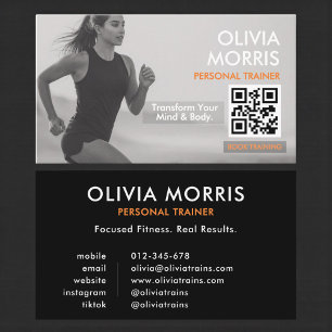 Minimalistischer moderner Fitness-Trainer QR-Code Visitenkarte