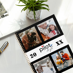 Minimalistischer moderner Fotocollage, Pilotfrau, Planer