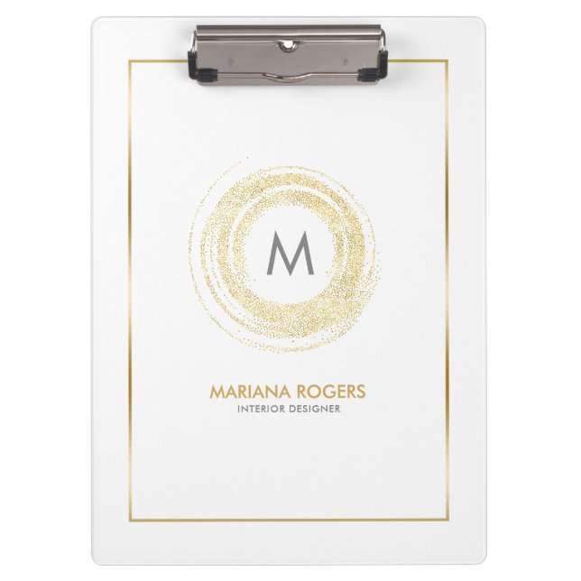 Minimalistischer moderner Gold-Glitzer-Circle Klemmbrett (Vorderseite)