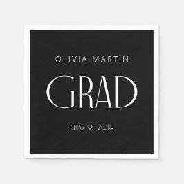 Minimalistischer moderner Grad Napkin mit Namen Serviette