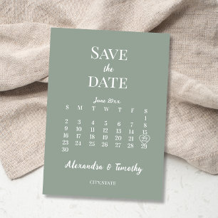 Minimalistischer moderner Kalender-Hochzeit in Sal Save The Date