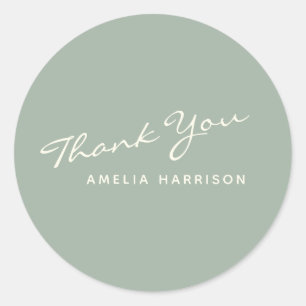 Minimalistischer moderner Kalligraphie Grüner Name Runder Aufkleber