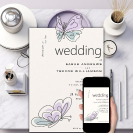 Minimalistischer moderner Lilac- und Dusty-Blauer  Einladung