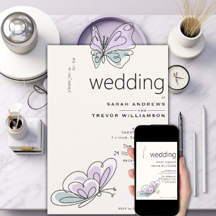 Minimalistischer moderner Lilac- und Dusty-Blauer  Einladung