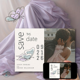 Minimalistischer moderner Lilac- und Dusty-Blauer  Einladung